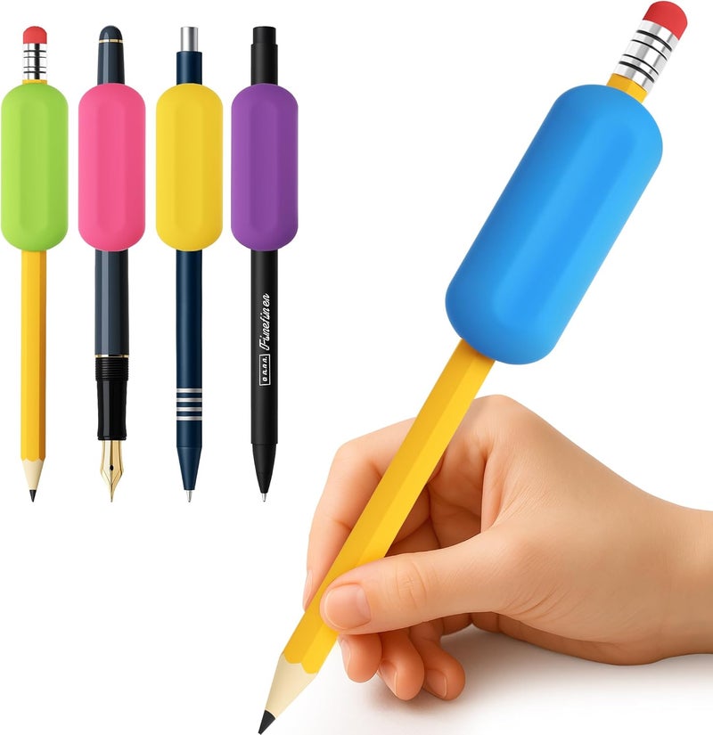 ELETIUO 5-Pack Colorful Weighted Pencil Grips – 1oz Silicone Handwriting Aid for Kids, Elderly & Special Needs – Improves Penmanship for Autism,ADHD,Tremors,Dyspraxia & Fine Motor Skills - Image 1